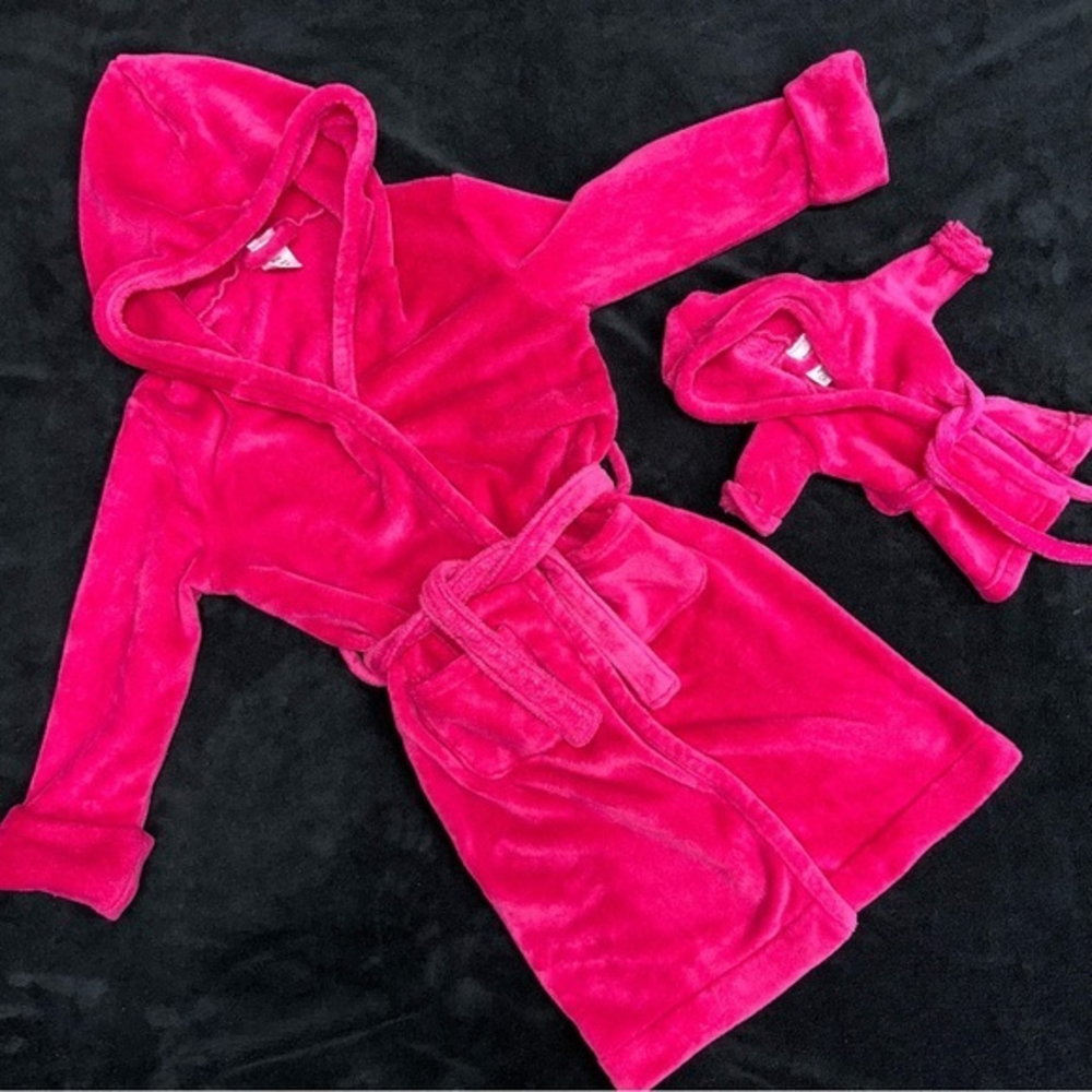 Girl and doll robe set hot pink fleece size‎ 10